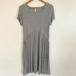 My Beloved Women Gray Short Sleeve Pullover Rayon Stretch Dress Size L